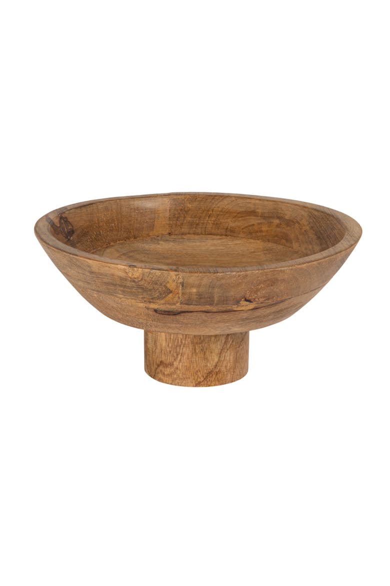 Mango Wood Footed Bowl, Natural, Main, color, Natural