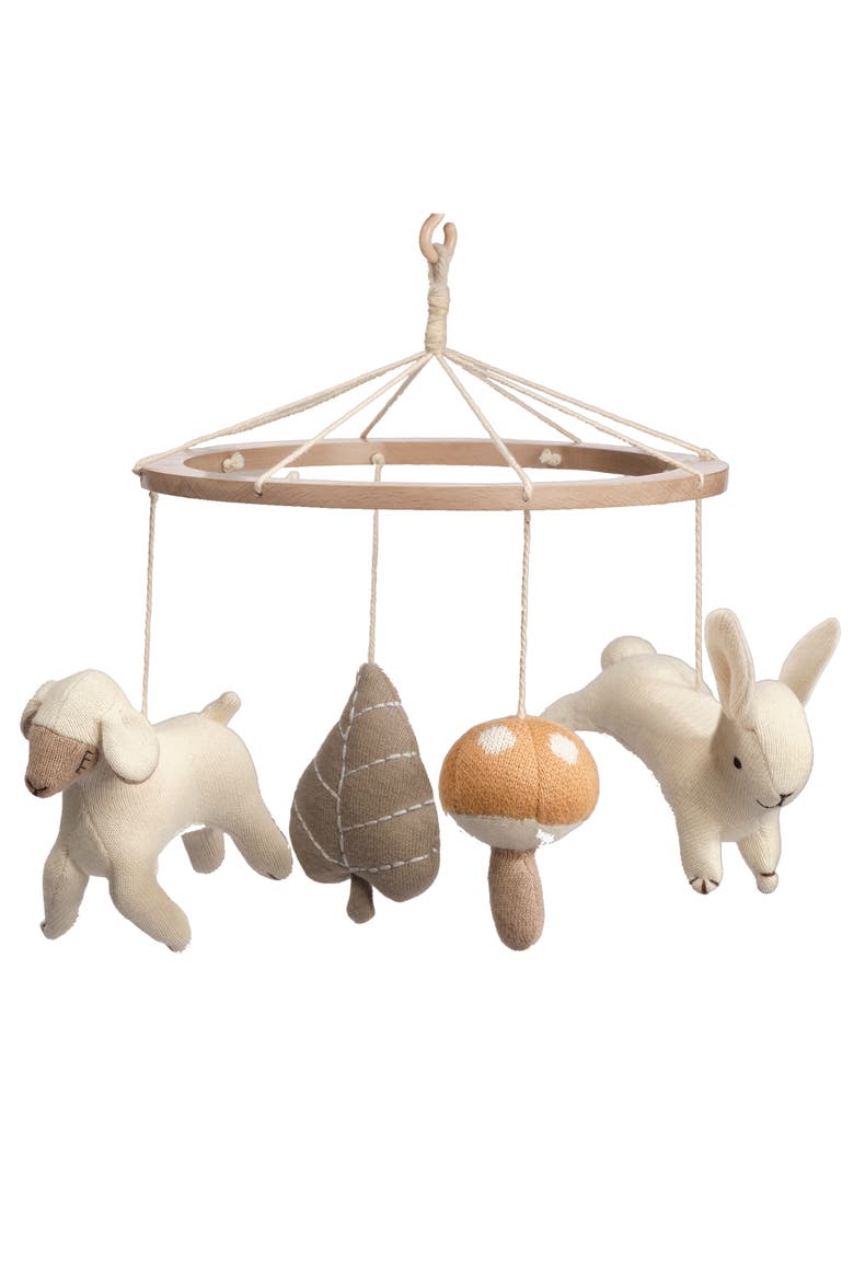 Organic Meadow Wood Musical Baby Crib Mobile Soother Toy/Decor, Alternate, color, Cream