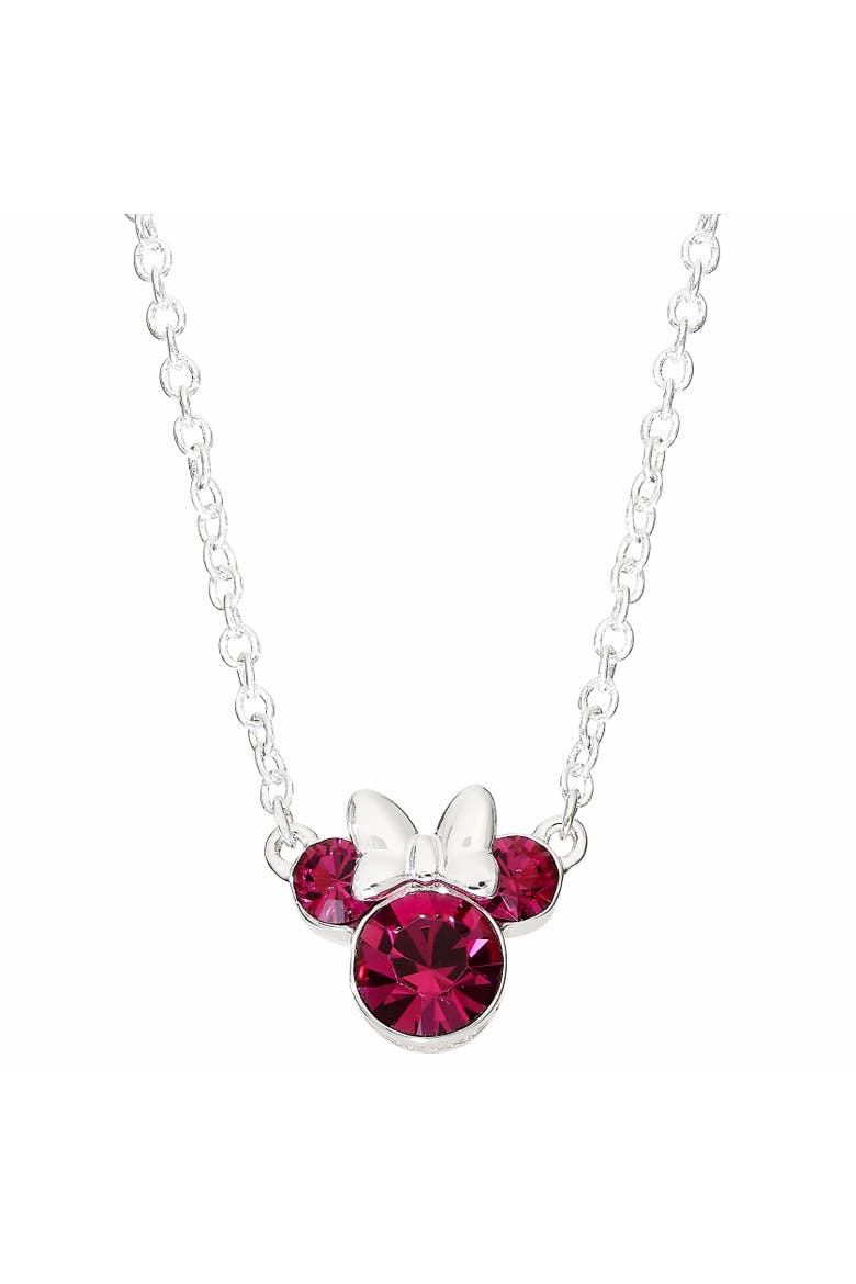 Minnie Mouse Birthstone Silver Plated Necklace, Main, color, Fuchsa
