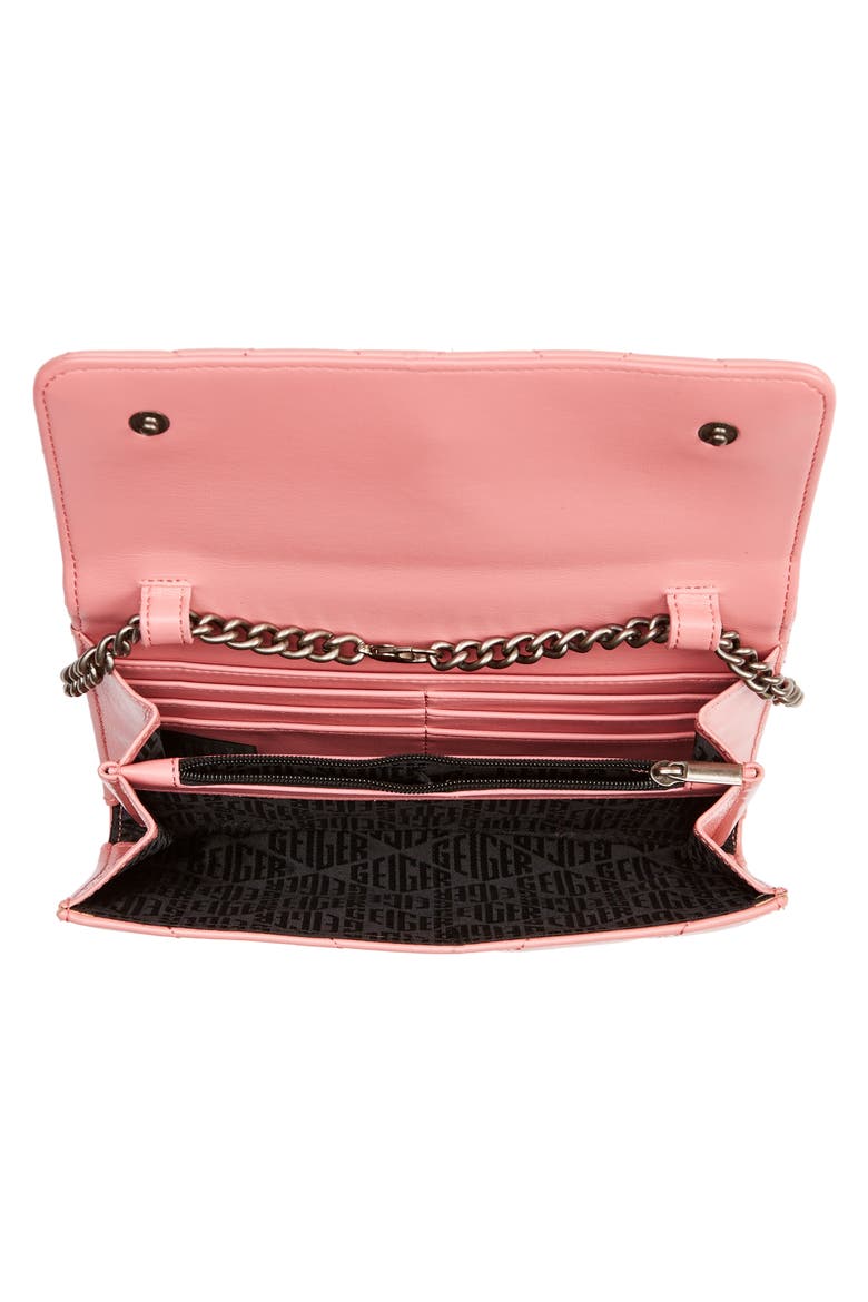 Kensington Quilted Leather Wallet on a Chain, Alternate, color, PINK
