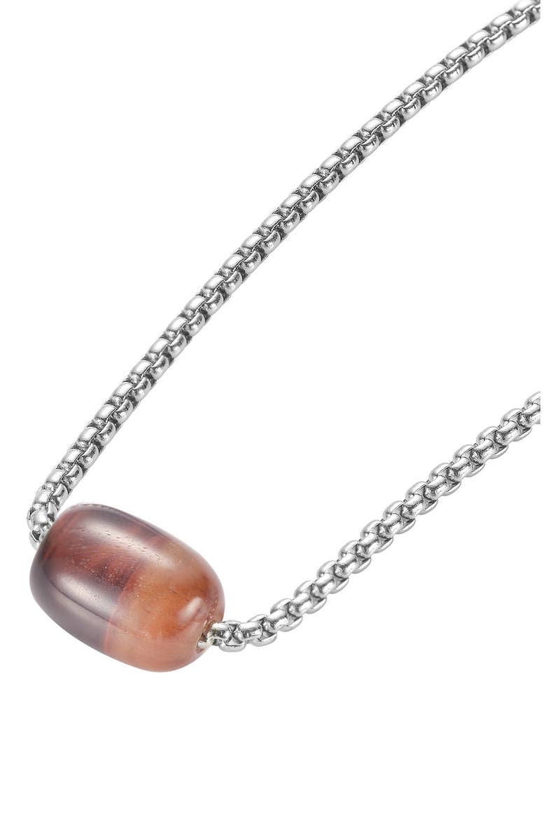 Men's Stainless Steel Semiprecious Stone Bead Pendant Necklace, Alternate, color, RED