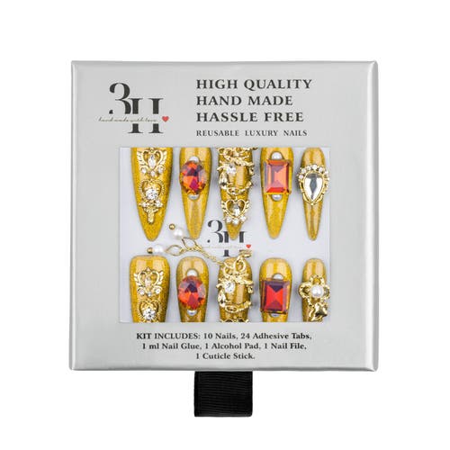 3h Nails Crown Jewels Handmade Gold Stiletto Press-on Nails
