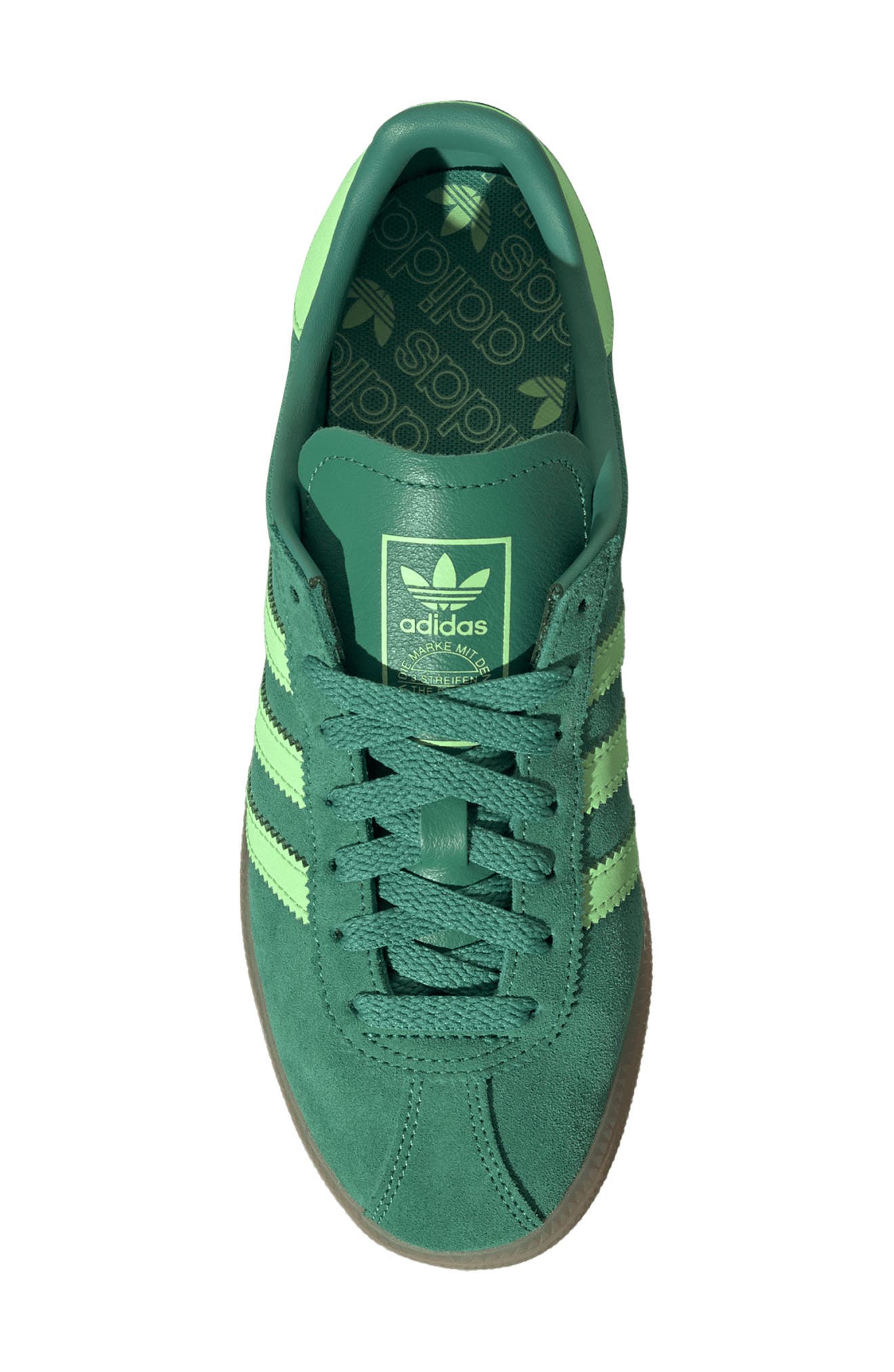 adidas München Sneaker, Alternate, color, Court Green/ Lime Burst/ Gum