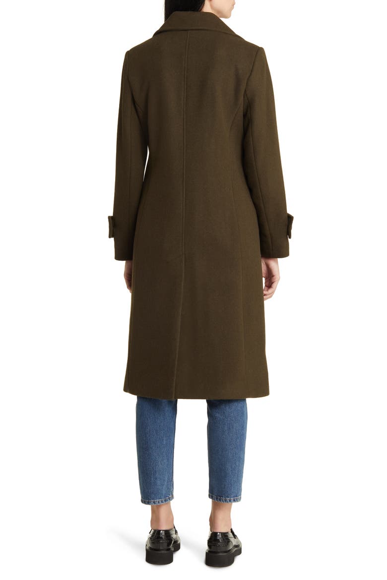 Notch Collar Longline Wool Blend Coat, Alternate, color, OLIVE