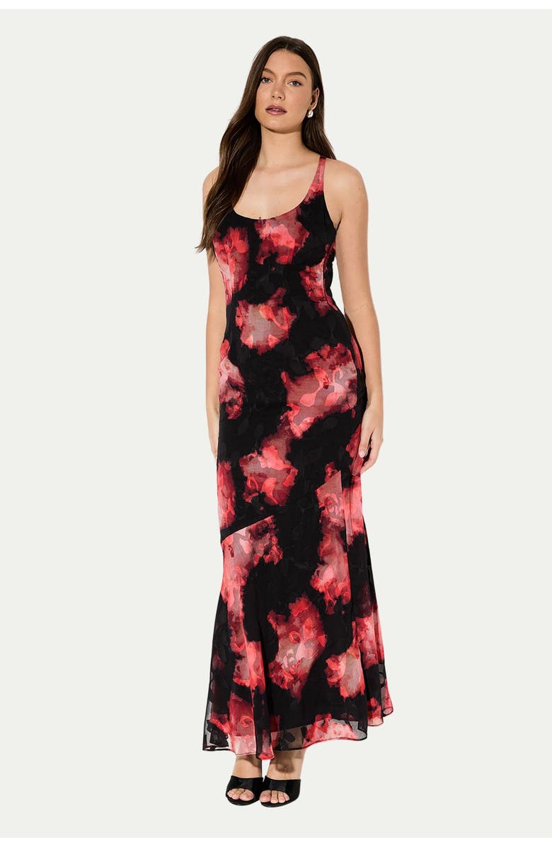MissPap Burnout Scoop Neck Bias Maxi Dress, Main, color, Multi