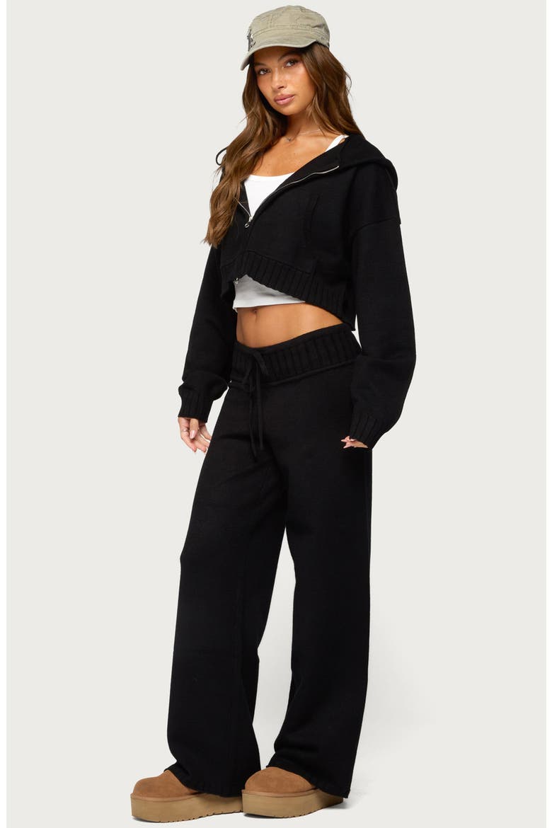 Russell Crop Hooded Zip Sweater, Alternate, color, BLACK