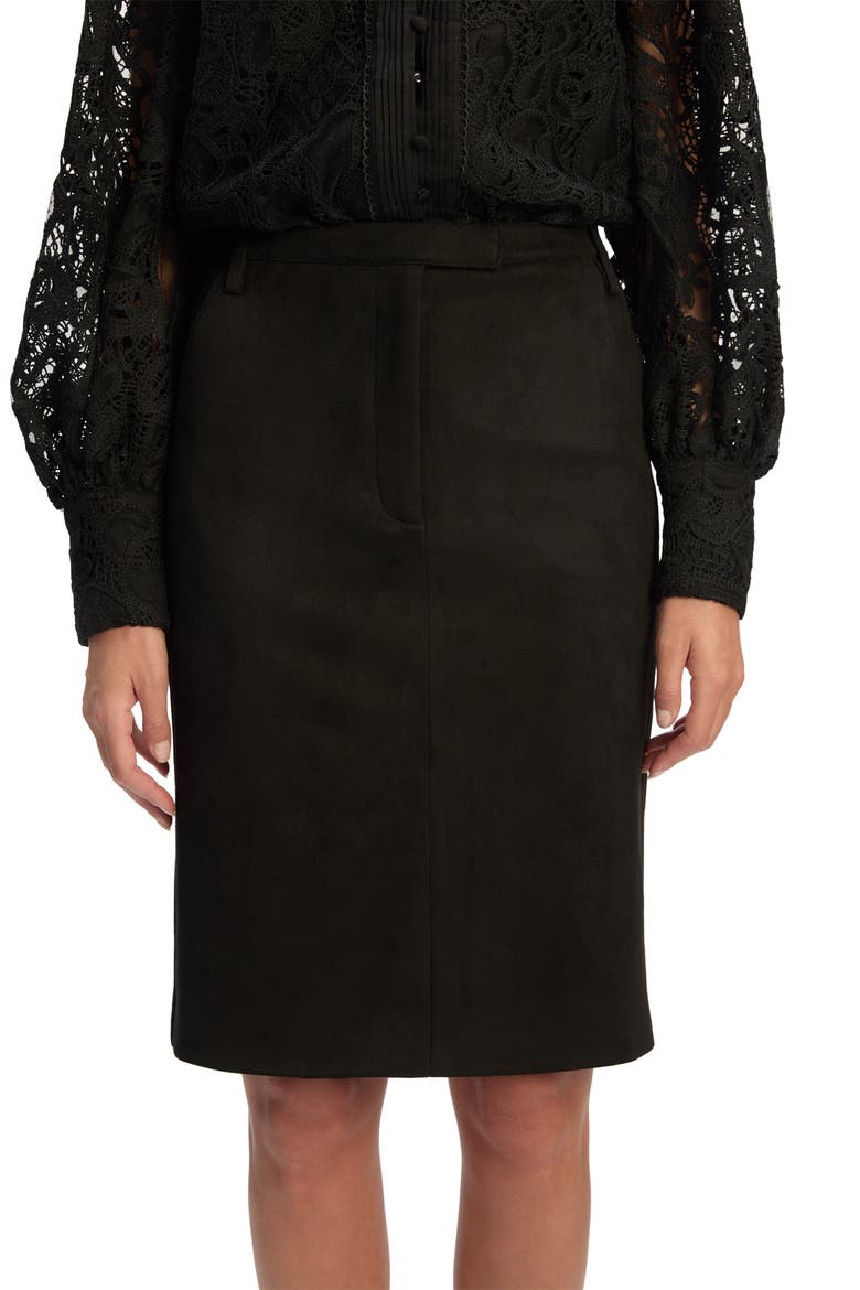 Phenix Faux Suede Pencil Skirt, Alternate, color, BLACK