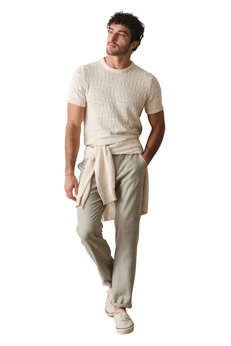 Short Sleeve Slub Cotton Sweater, Alternate, color, NATURAL