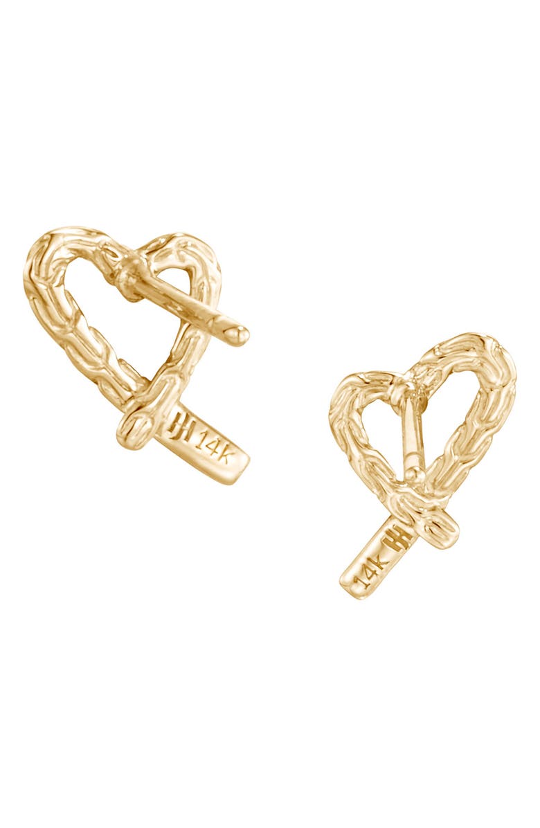 John Hardy Classic Chain 14K Gold Heart Stud Earrings, Alternate, color,