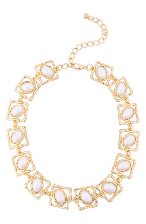 Imitation Pearl Framed Collar Necklace