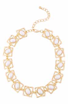 Imitation Pearl Framed Collar Necklace