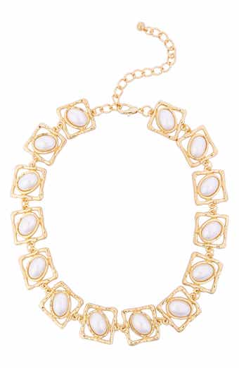 Imitation Pearl Framed Collar Necklace