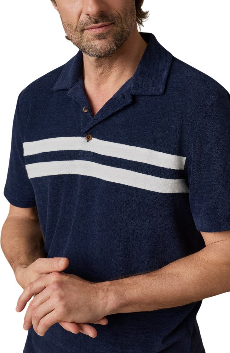 Faherty Cabana Surf Stripe Terry Cloth Polo, Alternate, color, Deep Navy