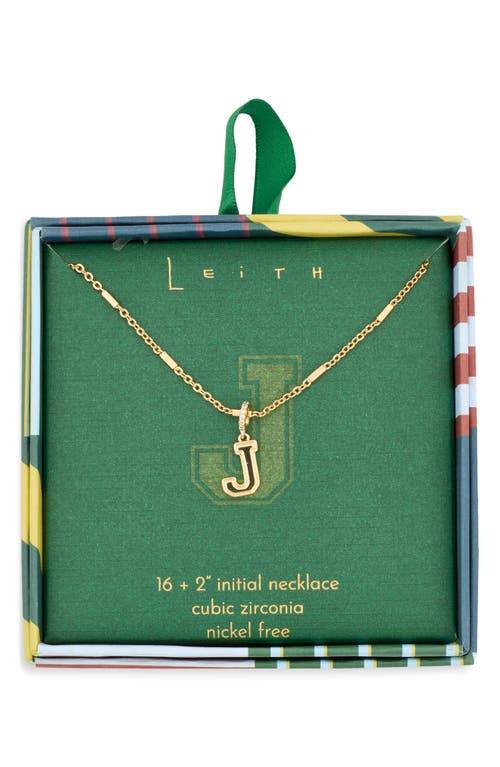 Leith Varsity Font Cubic Zirconia Initial Pendant Necklace In Gold