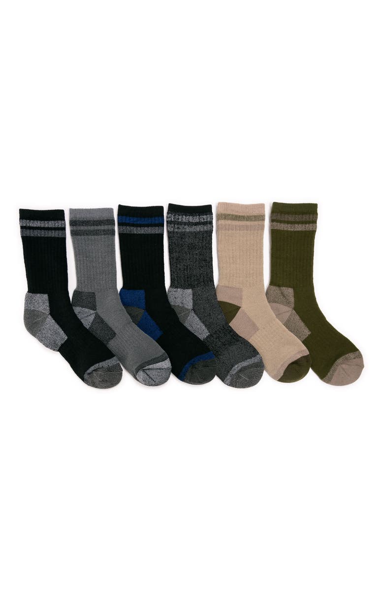 MUK LUKS Heat Retainer Crew Socks 6 Pair Pack, Main, color, Neutral