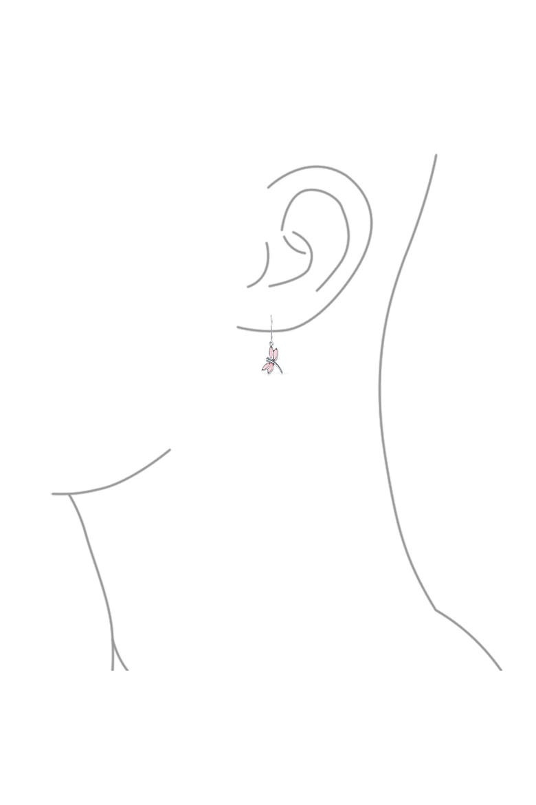 Dragonfly Drop Earrings, Alternate, color, PINK