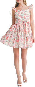 All in Favor Floral Eyelet Cotton Minidress