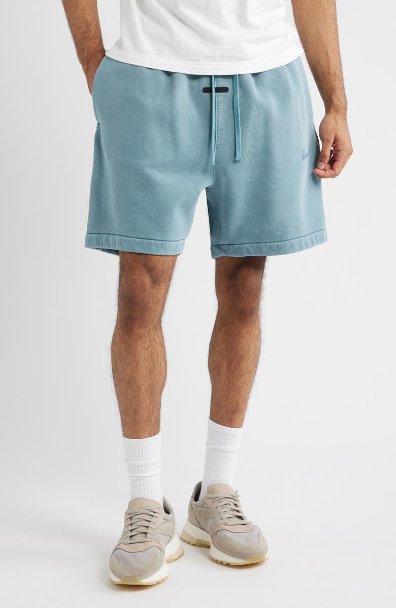 Fear of God Essentials Classic Fit Signature Logo Sweat Shorts, Main, color, Faded Coastal