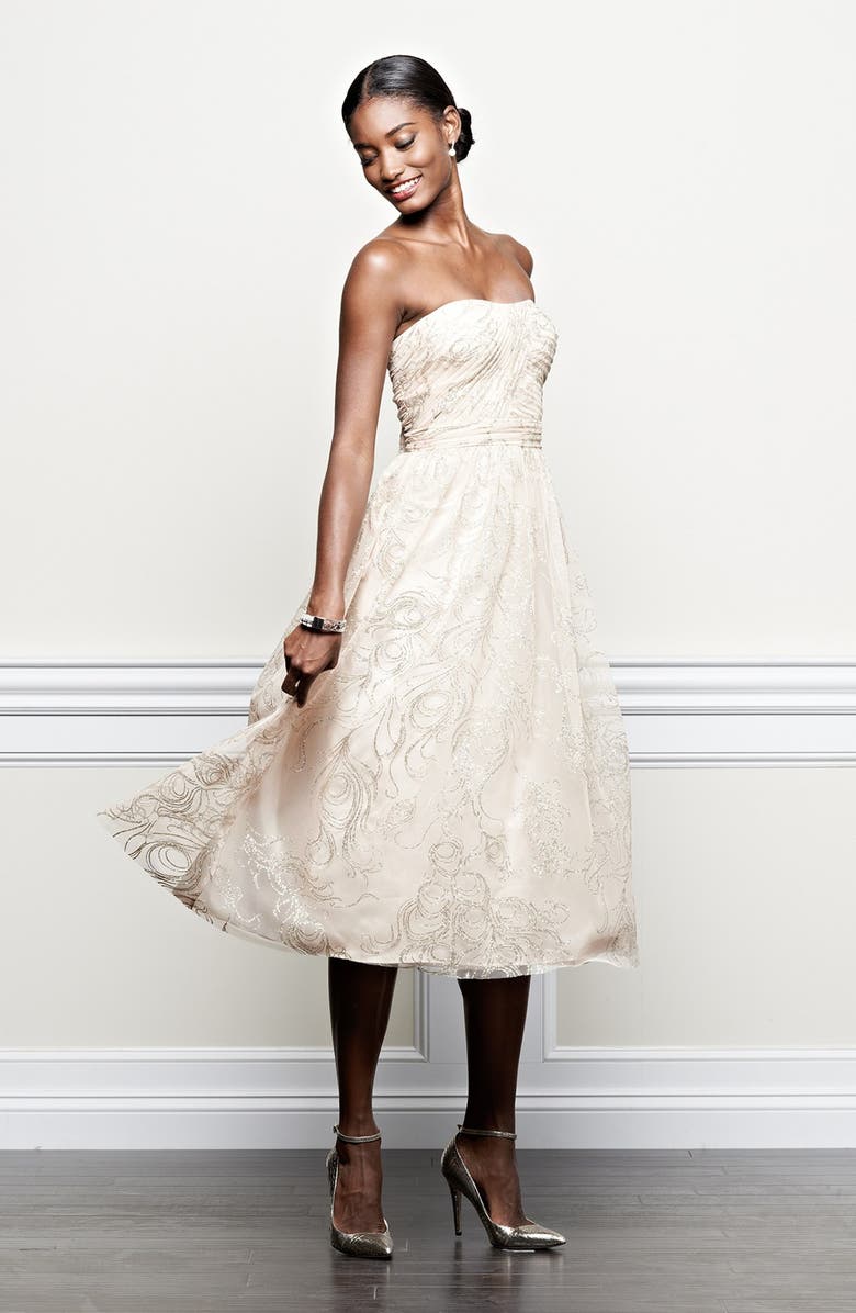 Hailey by Adrianna Papell Glitter Print Tulle Fit & Flare Dress, Alternate, color,