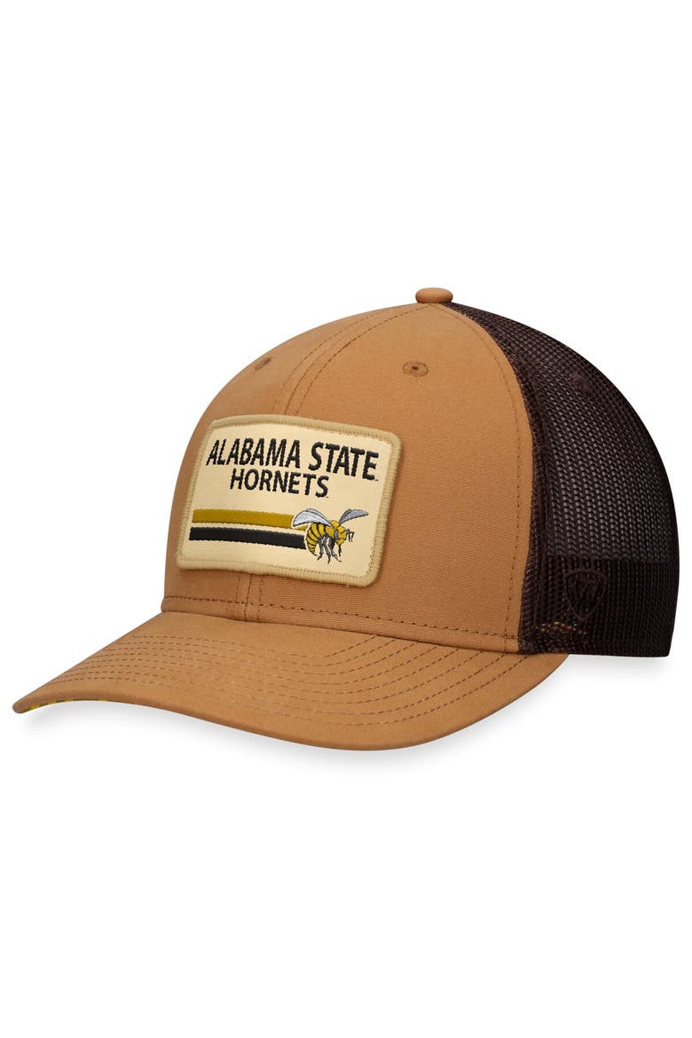 Men's Top of the World Khaki Alabama State Hornets Strive Trucker Adjustable Hat, Main, color, Khaki