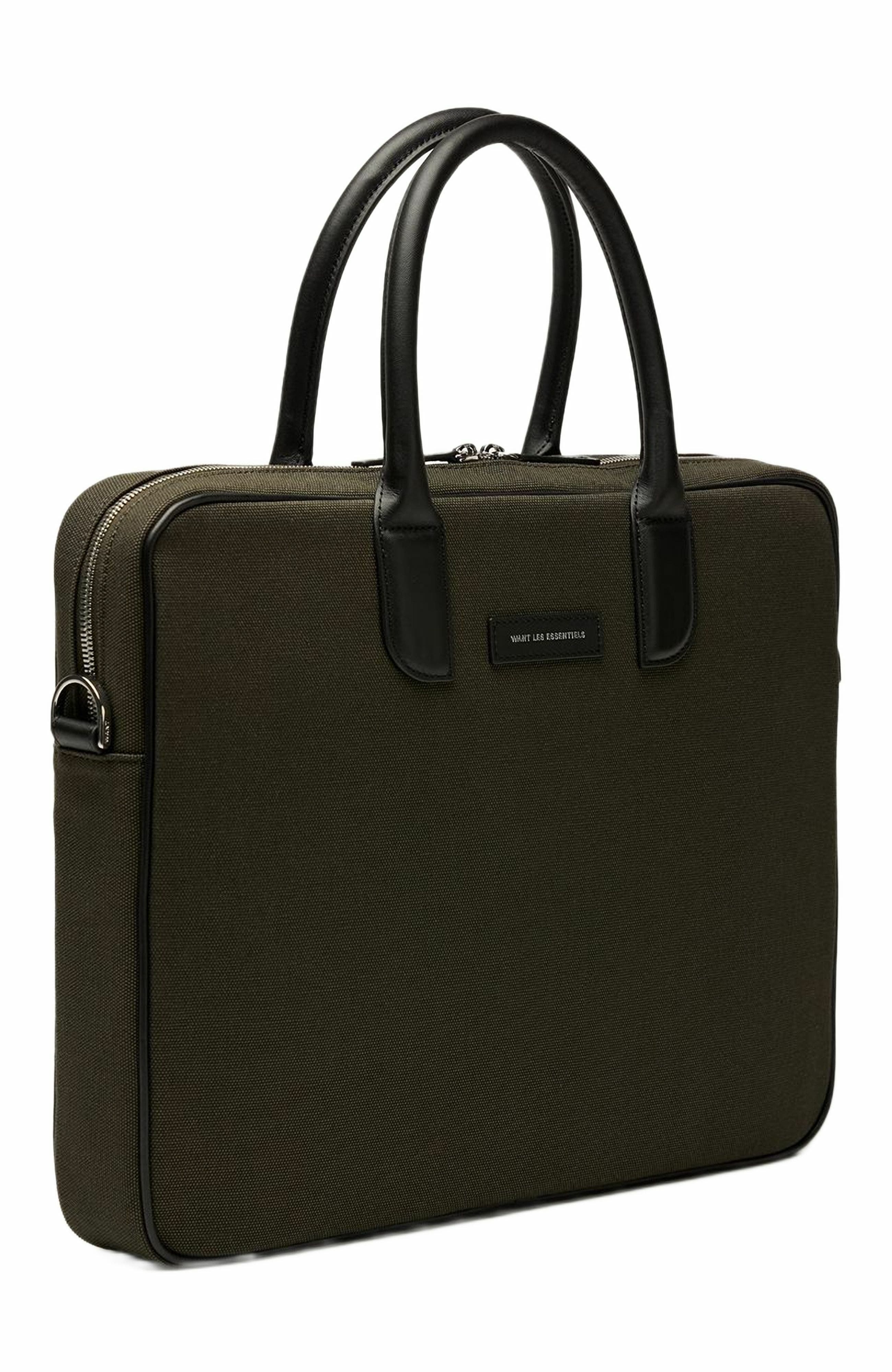 Lesage Organic Cotton Canvas Computer Bag, Alternate, color, Green