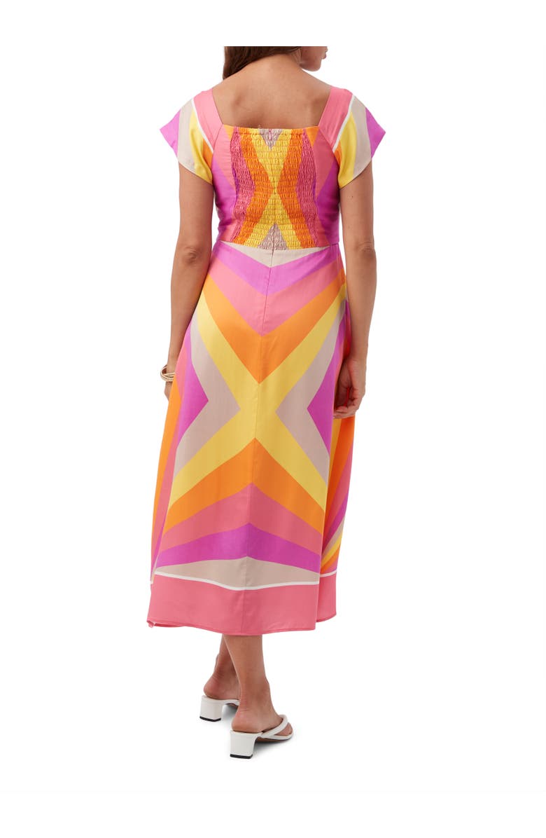 Trina Turk Apres Button Front Chevron Satin Dress, Alternate, color, 