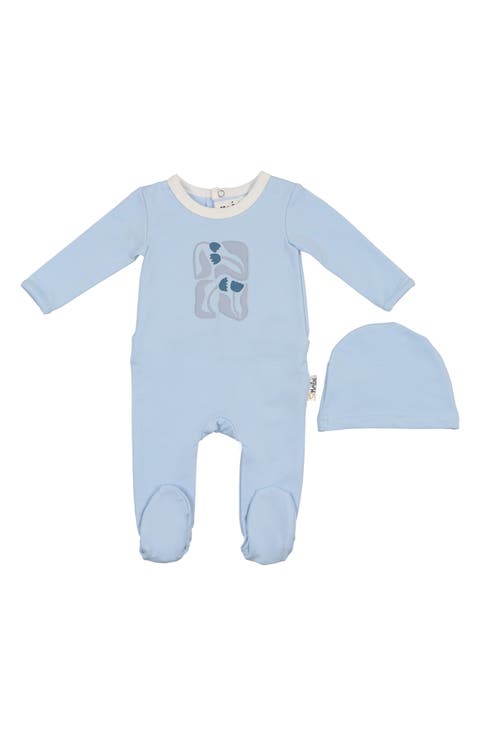 Puff Paint Flower Footie & Hat Set (Baby)