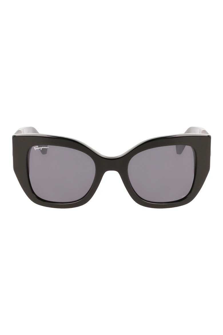 Gancini 51mm Gradient Modified Rectangular Sunglasses, Main, color, BLACK