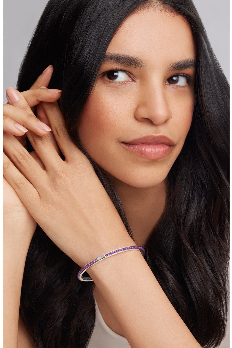 Caviar Icon Beaded Bangle Bracelet, Alternate, color, SILVER/ AMETHYST