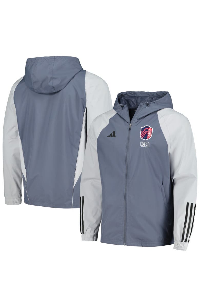 adidas Men's adidas Gray St. Louis City SC 2024 All-Weather Raglan Full-Zip Jacket, Main, color, 
