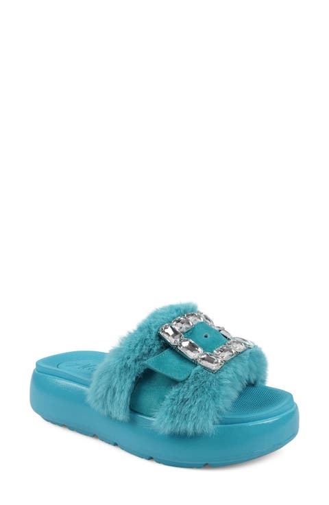 Fab Faux Fur Platform Sandal (Women)