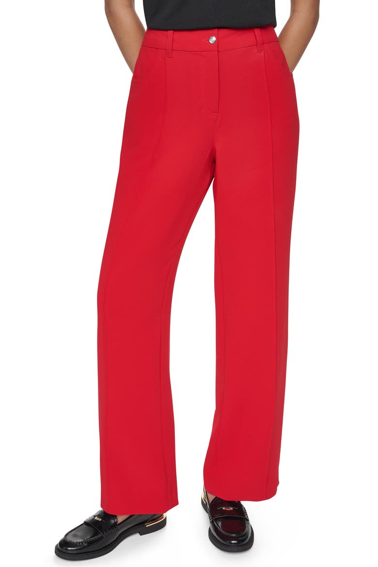Pintuck Crepe Straight Leg Pants, Main, color, VIBRANT RED
