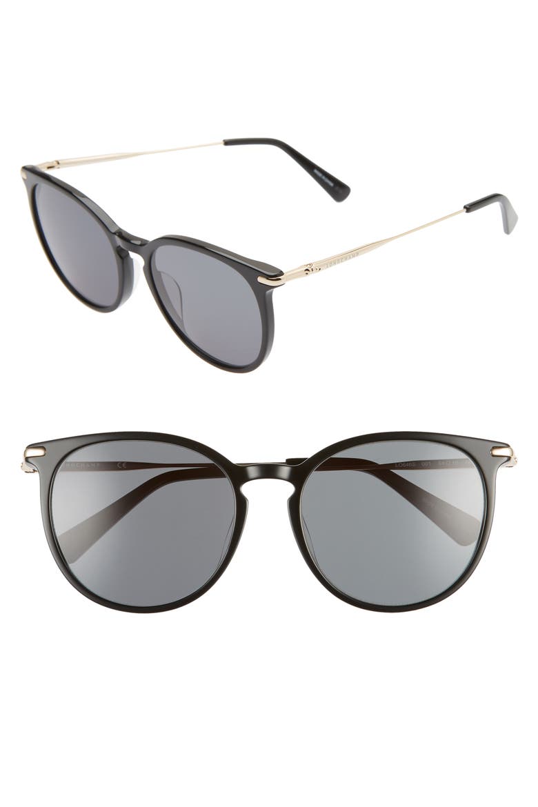Roseau 54mm Round Sunglasses, Main, color, BLACK/ GREEN