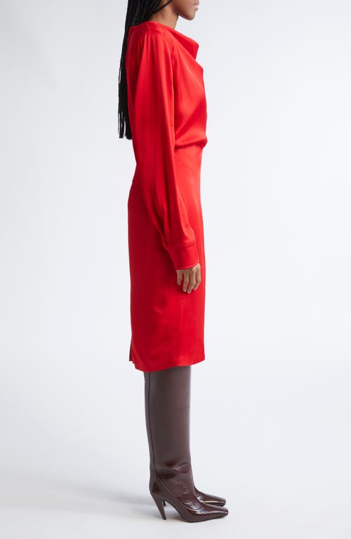 Stella Mccartney Satin Midi Dress Draped Front In Red