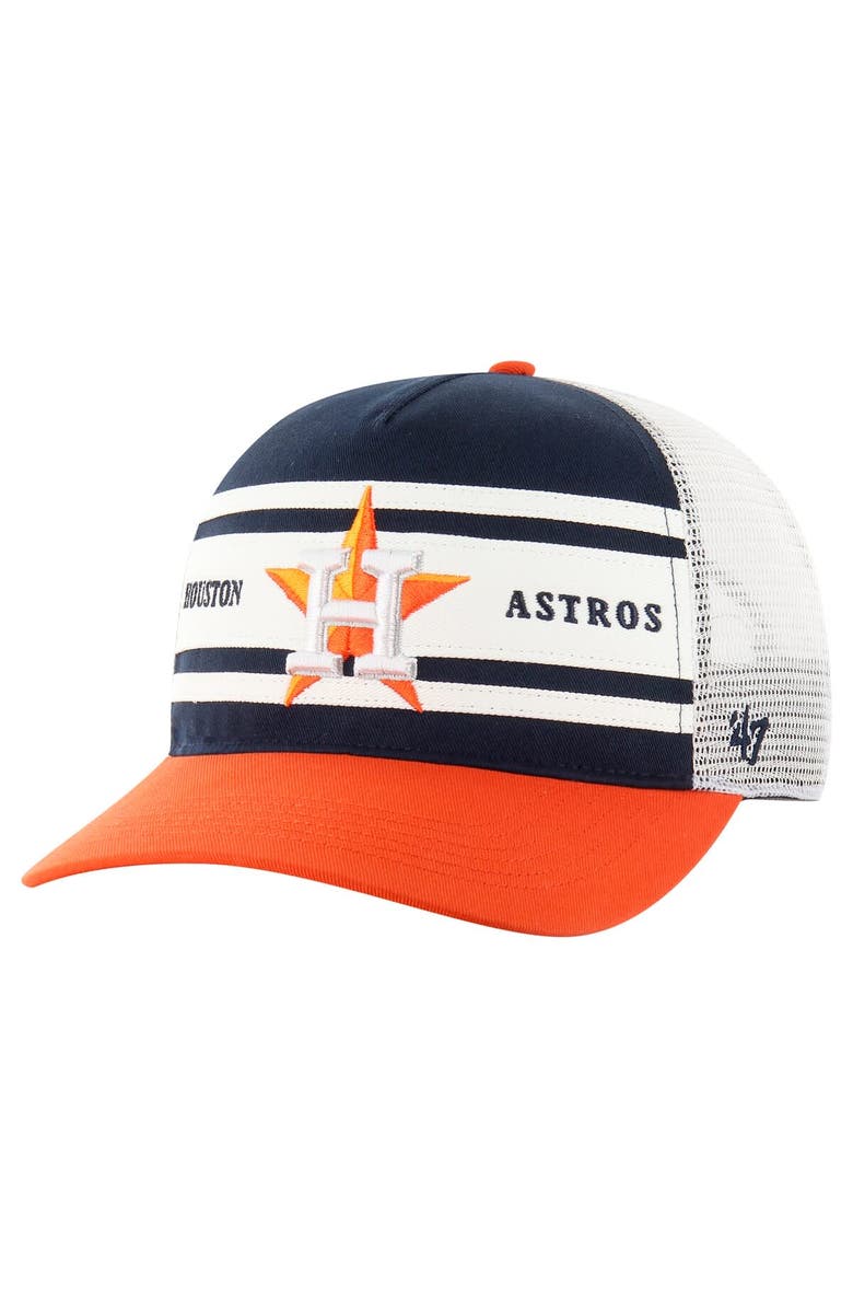 '47 Men's '47 Navy Houston Astros Gridiron Super Stripe Relaxed Trucker Hitch Adjustable Hat, Main, color,