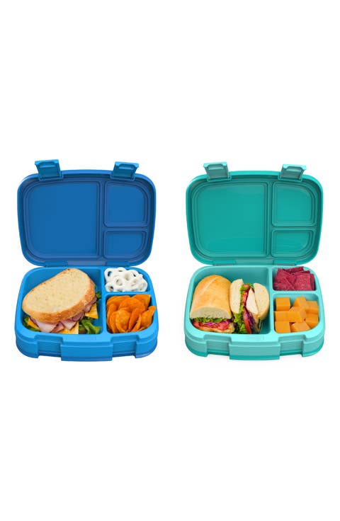 2-Pack of Fresh Leak-Proof Versatile 4-Compartment Bento-Style Lunch Box - Aqua