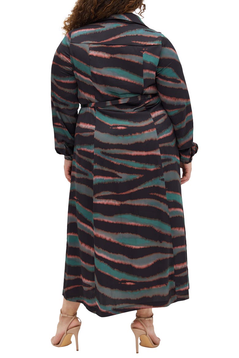 Untamed Long Sleeve Shirtdress, Alternate, color, TEAL UNTAMED