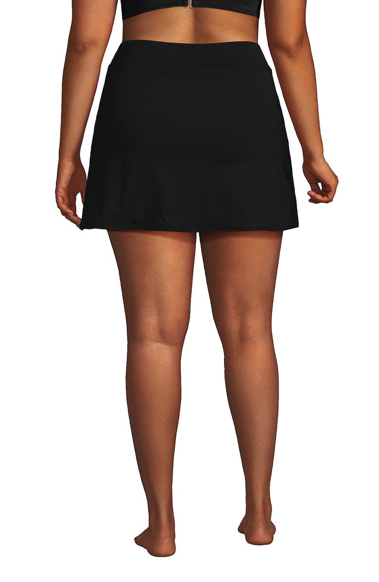 Lands' End Plus Size Tummy Control Swim Skirt, Alternate, color, Black