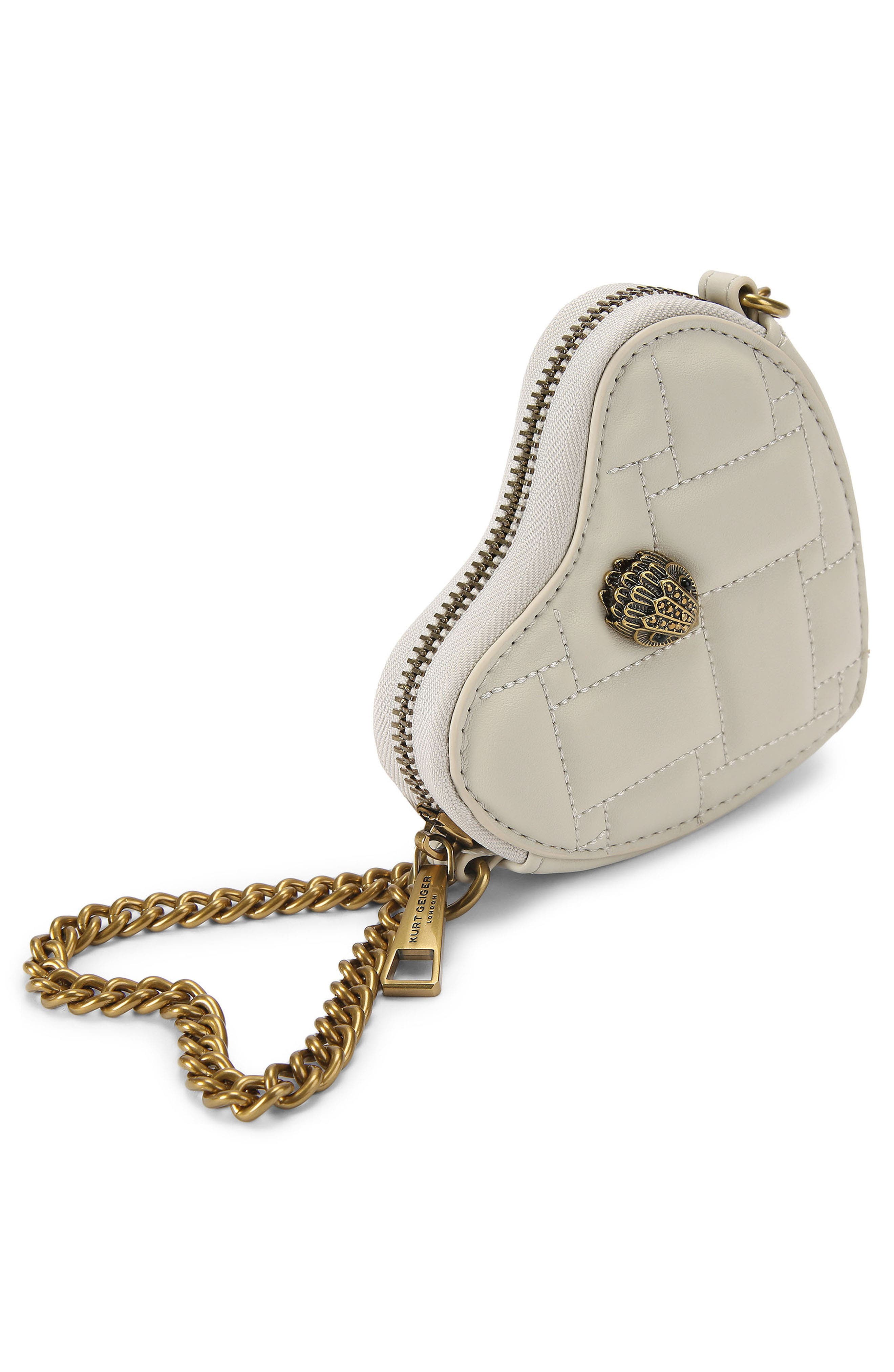 Kurt Geiger London Micro Heart Leather Crossbody Bag, Alternate, color, Natural