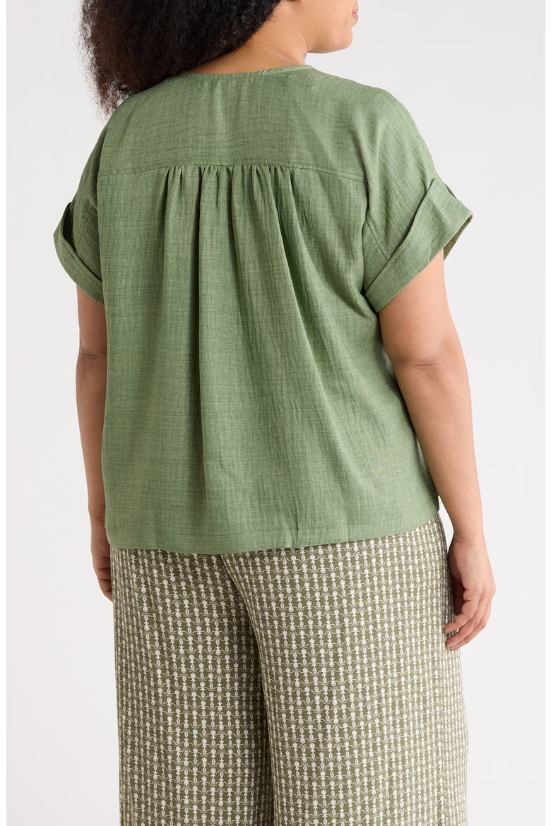 V-Neck Short Sleeve Shirt, Alternate, color, HEATHER GRASS