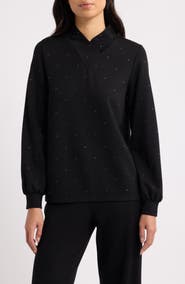 Anne Klein Wrap Neck Puff Sleeve Pullover