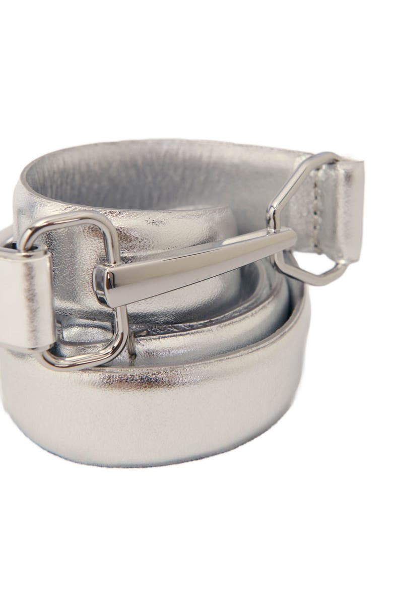 maje Metallic leather belt, Alternate, color, 