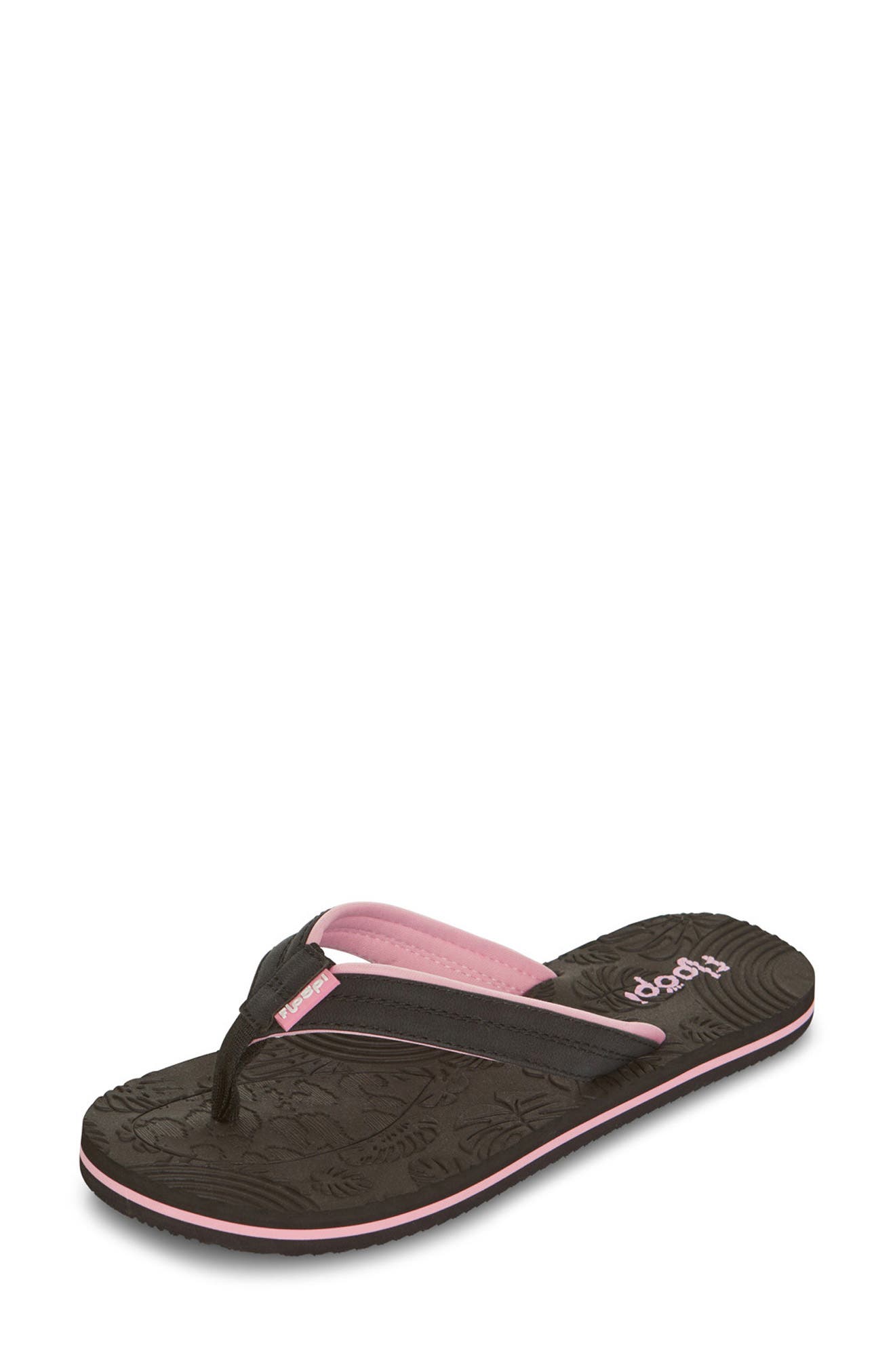 FLOOPI Textured Flip Flop Sandal, Main, color, Black