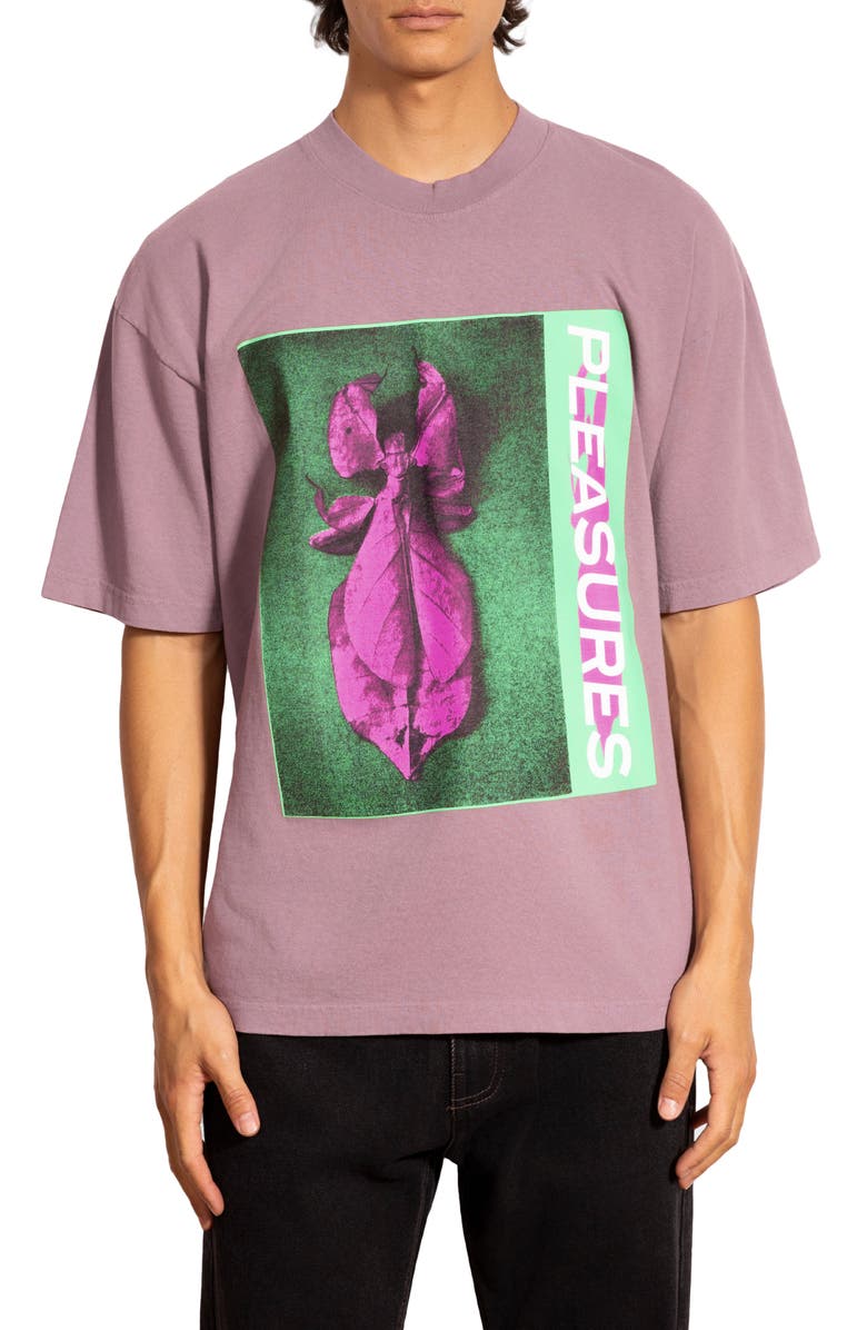 PLEASURES Leaf Cotton Graphic T-Shirt, Main, color, Mauve