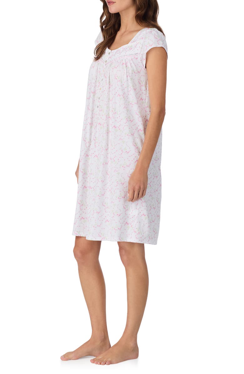 Eileen West Floral Cap Sleeve Short Cotton Nightgown, Alternate, color,