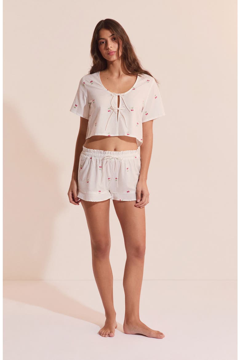 Riviere Cotton Crop Pajama Top, Alternate, color, ECRU