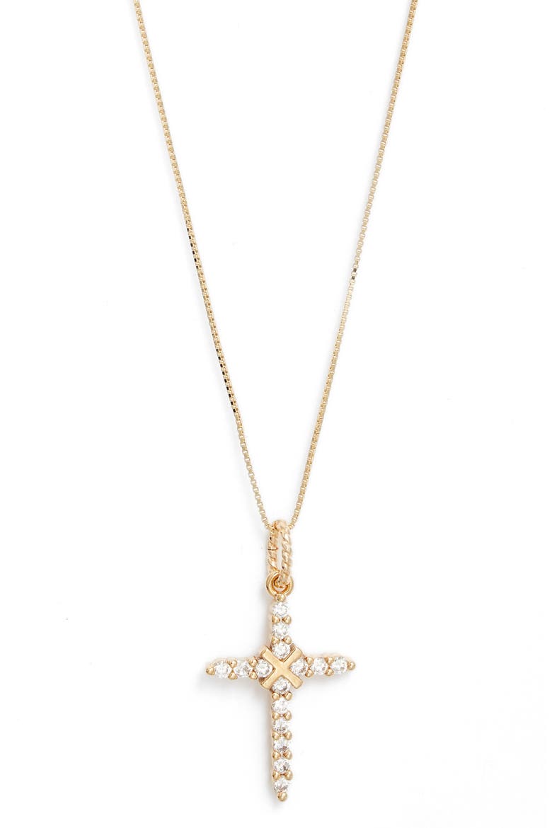 Antonia Cross Necklace, Main, color, GOLD
