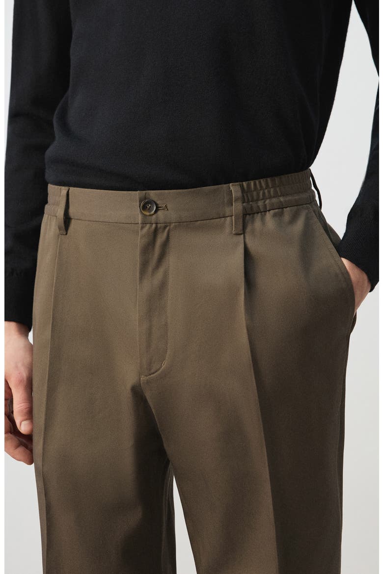 Pleated Cotton Straight Leg Pants, Alternate, color, BROWN