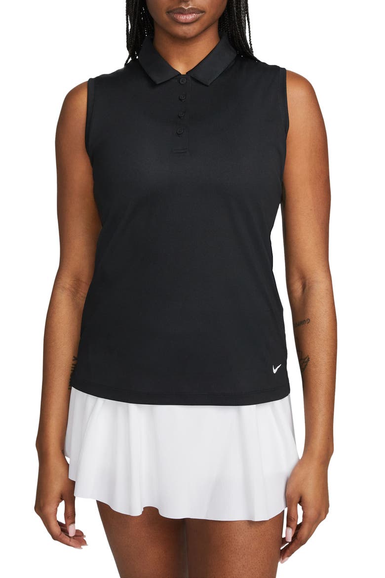 Court Victory Dri-FIT Semisheer Sleeveless Polo, Main, color, BLACK/WHITE