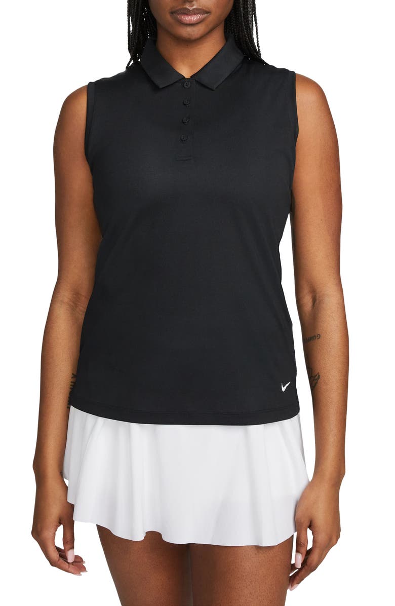 Nike Court Victory Dri-FIT Semisheer Sleeveless Polo, Main, color, Black/White